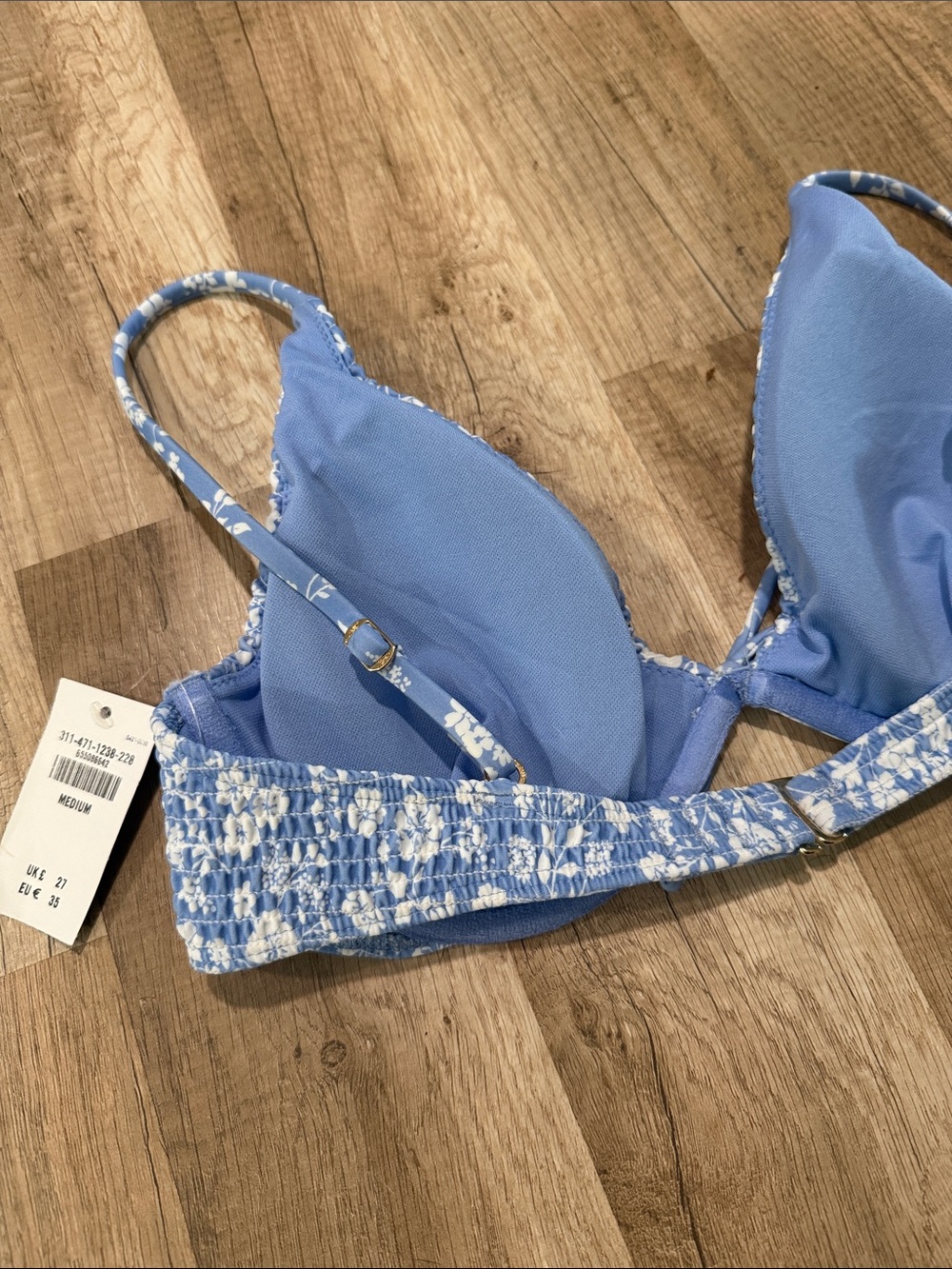 NWT Hollister Blue and White Smocked Floral Bikini Set MEDIUM m - Picture 5 of 5